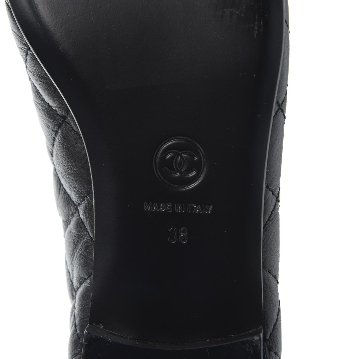 Chanel Aged Calfskin Quilted Cap Toe Ballerina Flats 38 Black 9 of 9