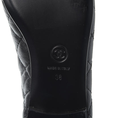 Chanel Aged Calfskin Quilted Cap Toe Ballerina Flats 38 Black 9 of 9