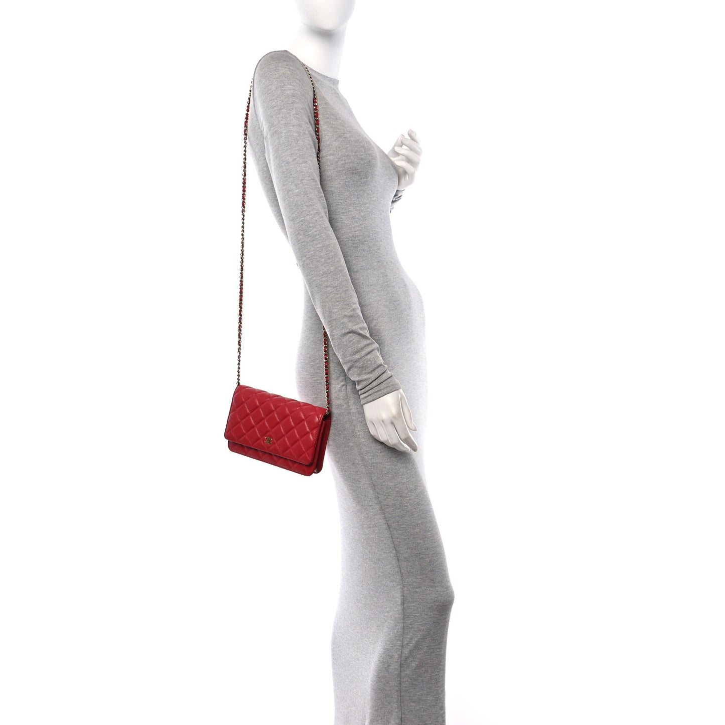 Caviar Quilted Wallet on Chain WOC Red
