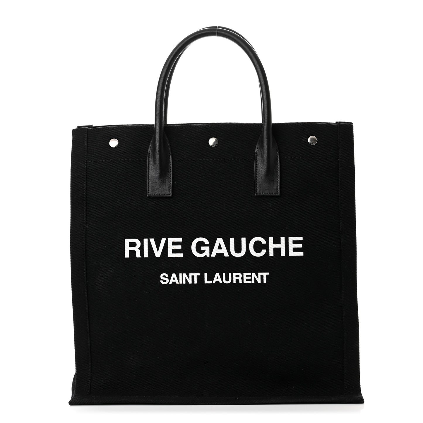 Linen Calfskin Rive Gauche North South Tote Black