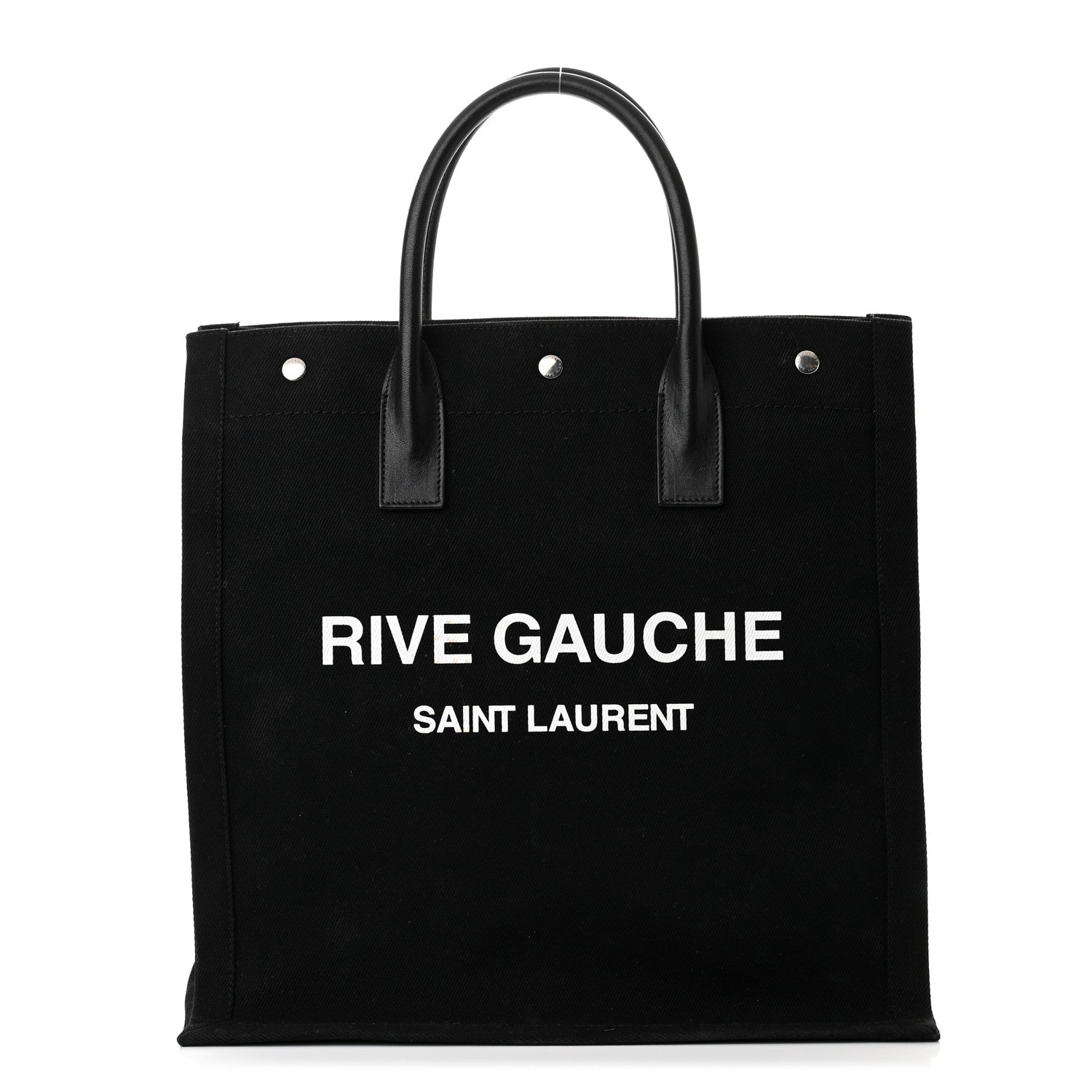 Saint Laurent Linen Calfskin Rive Gauche North South Tote Black 1 of 9