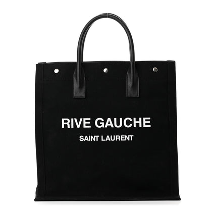 Saint Laurent Linen Calfskin Rive Gauche North South Tote Black 1 of 9