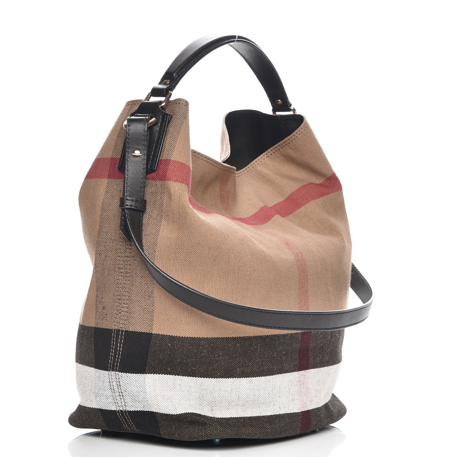 Burberry Canvas Mega Check Medium Ashby Hobo Black 4 of 9