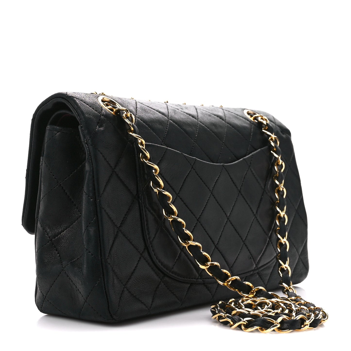 Lambskin Quilted Small Double Flap Black