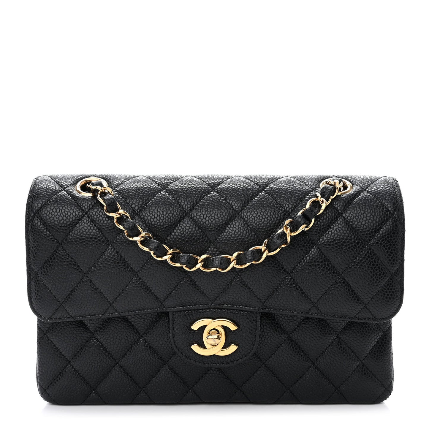 Caviar Quilted Small Double Flap Black