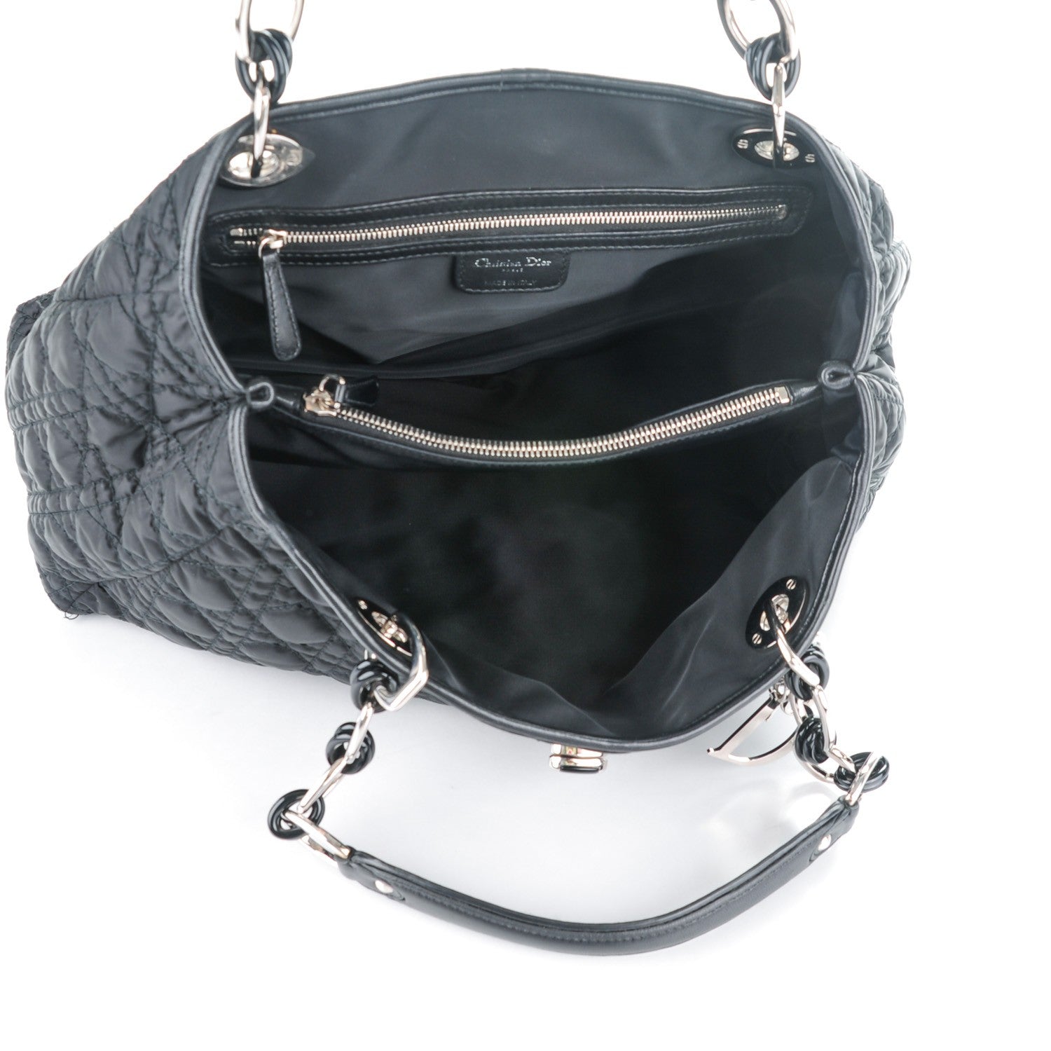 Christian Dior Satin Cannage Charming Lock Flap Shoulder Bag Black 5 of 7