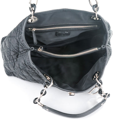 Christian Dior Satin Cannage Charming Lock Flap Shoulder Bag Black 5 of 7