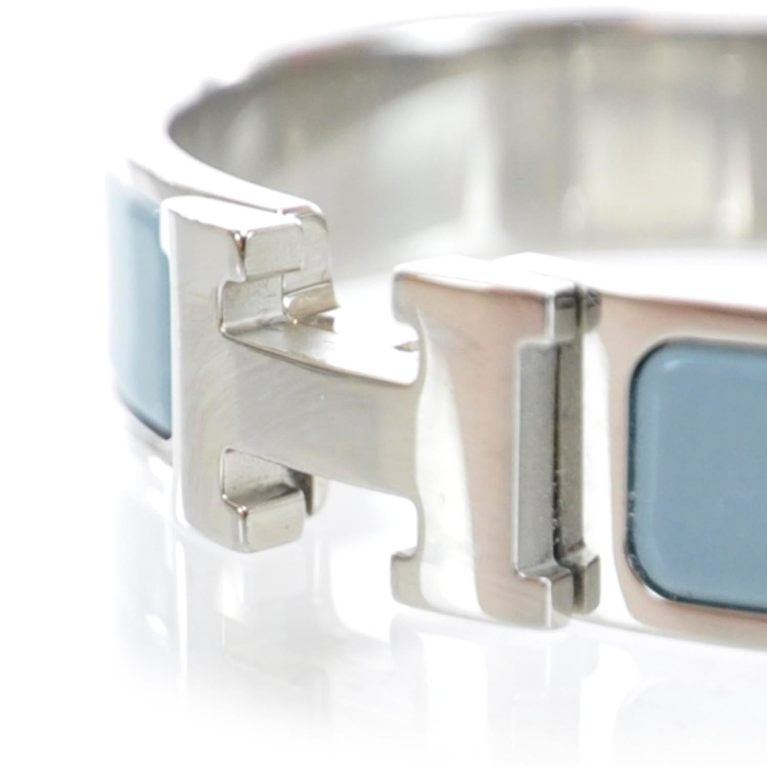 Hermes Narrow Enamel Clic Clac H Bracelet PM Bleu 5 of 8