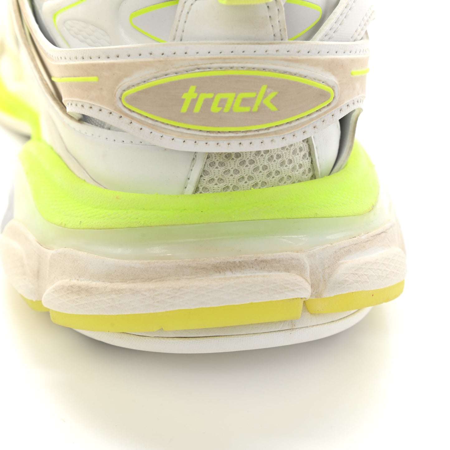 Mesh Nylon Worn Out Effect Womens Track Sneakers 39 White Fluo Yellow