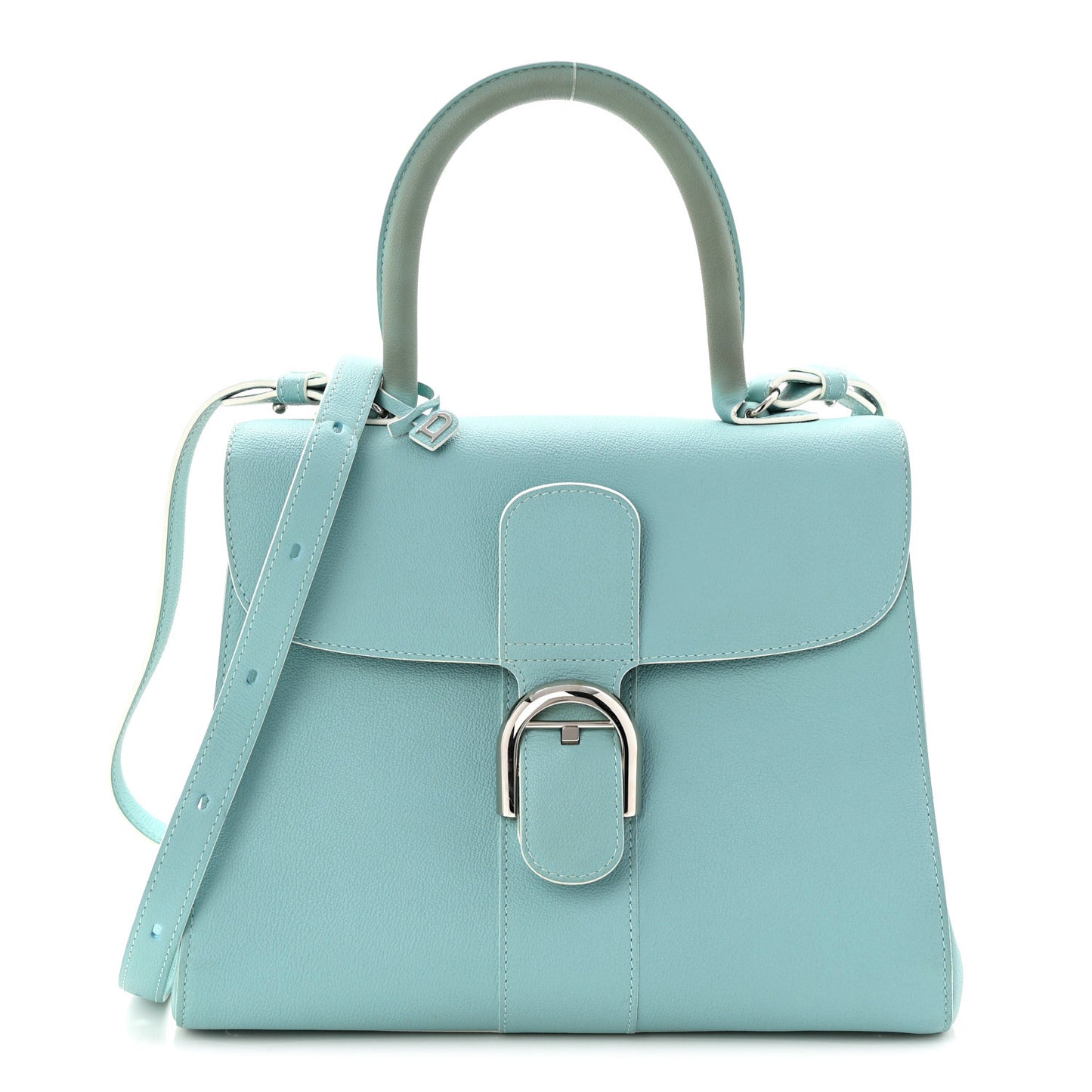 Grained Calfskin MM Brillant Satchel Light Blue