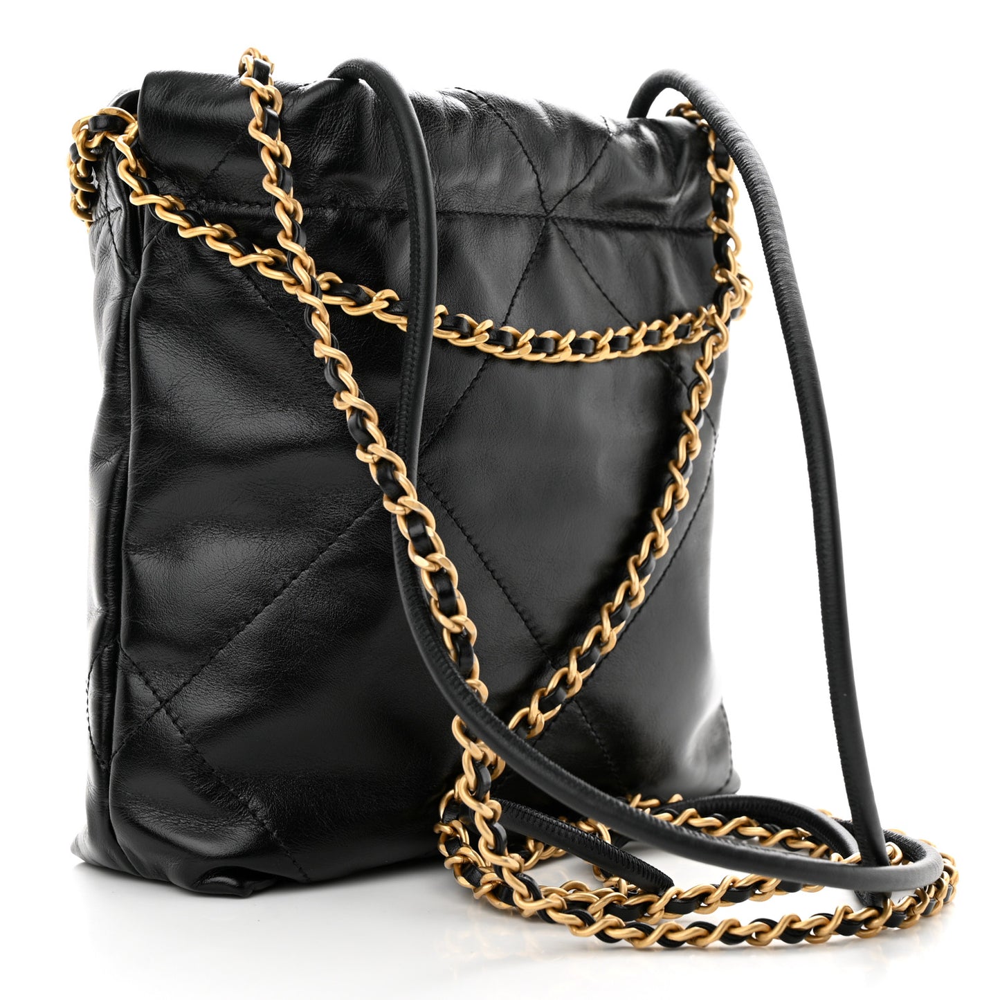 Shiny Calfskin Quilted Mini Chanel 22 Black