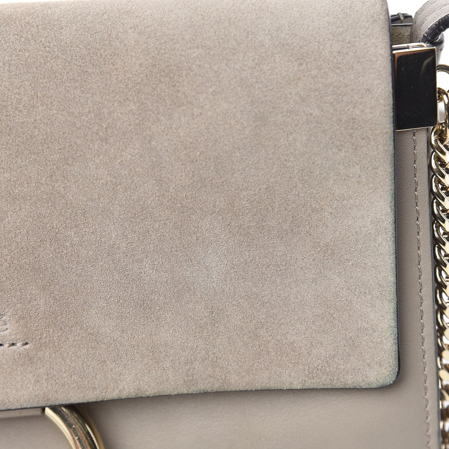 Suede Calfskin Small Faye Shoulder Bag Motty Grey