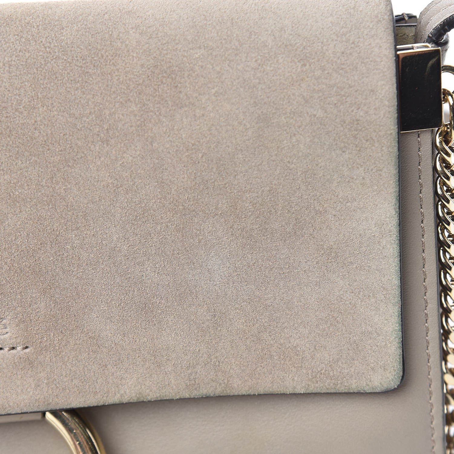 Chloe Suede Calfskin Small Faye Shoulder Bag Motty Grey 16 of 19