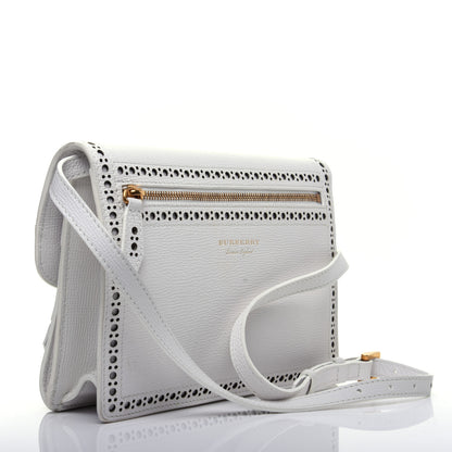 Burberry Grainy Calfskin Broguing Tassel Small Macken Crossbody Bag Chalk White 3 of 13