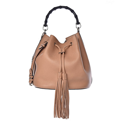 Gucci Pebbled Calfskin Miss Bamboo Bucket Bag Camelia 1 of 12
