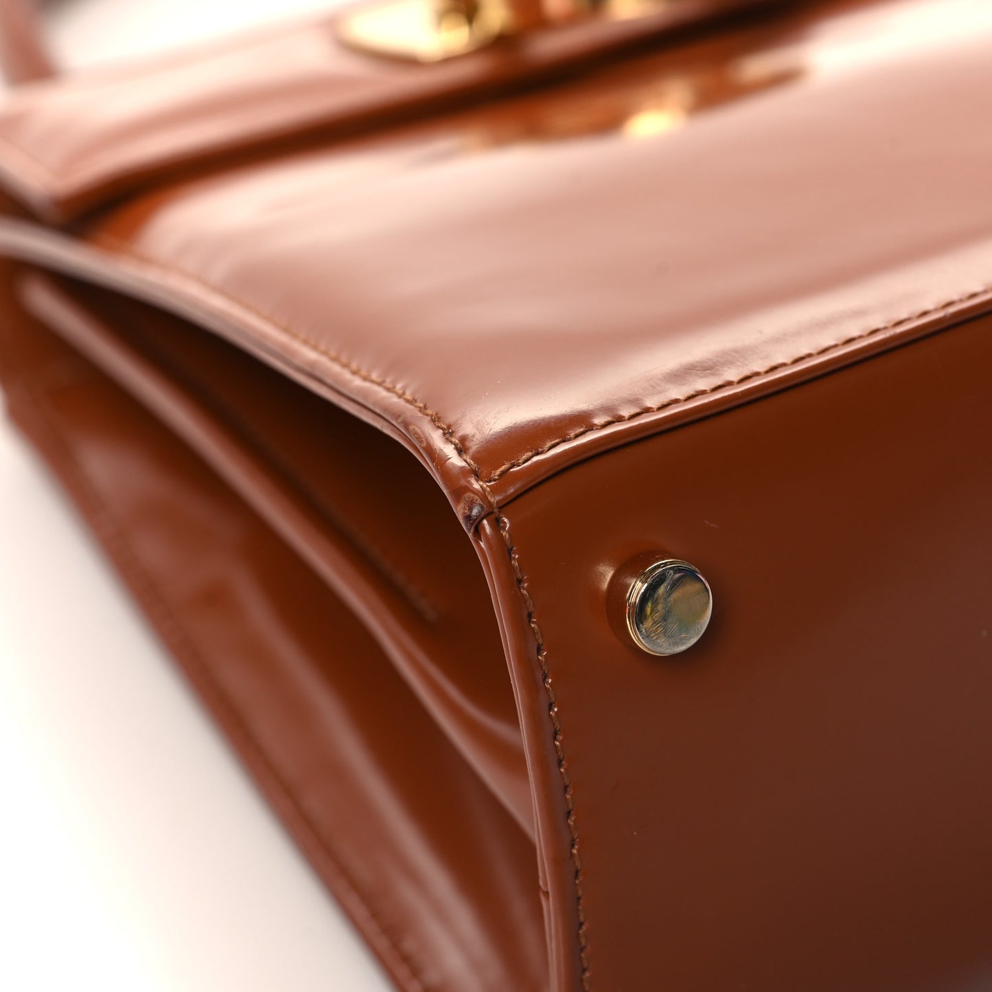 Brushed Off Calfskin Small Iconic Top Handle Cuoio