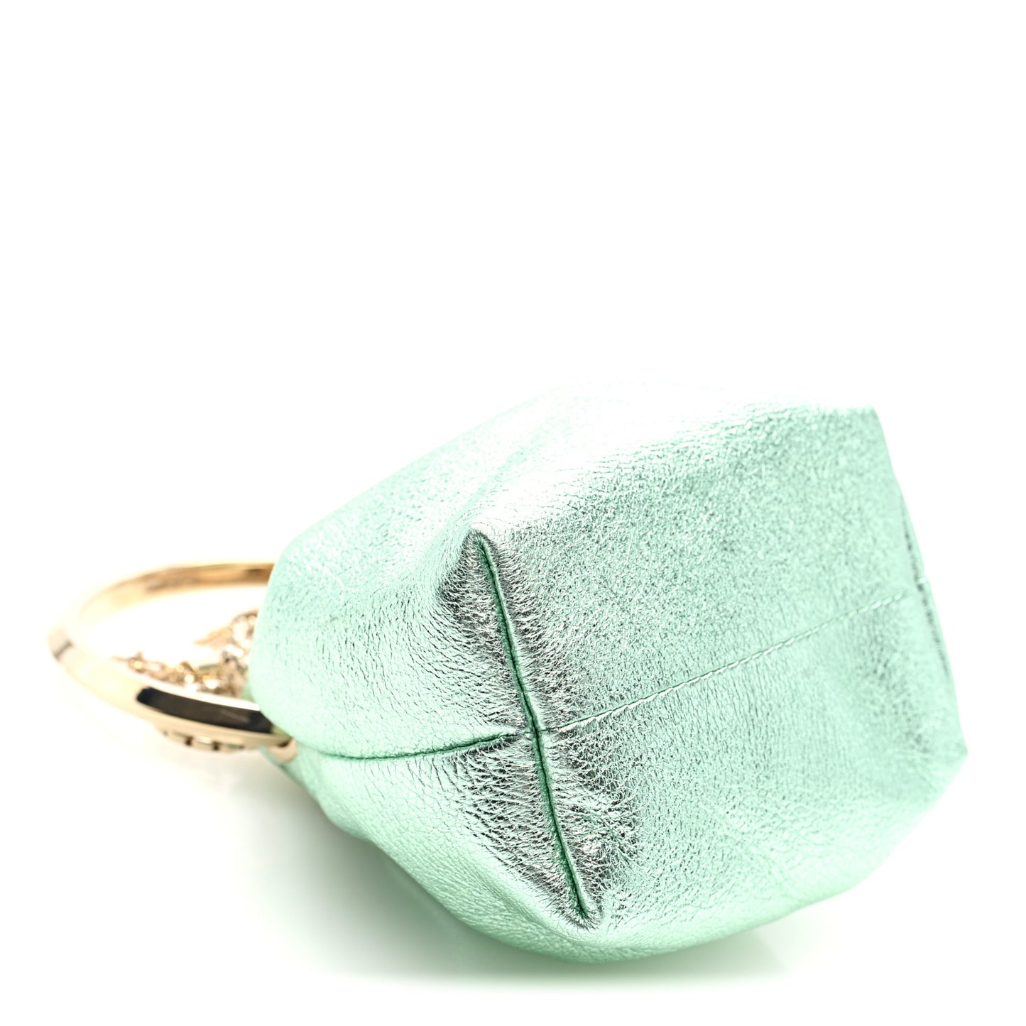 Metallic Nappa Micro Bon Bon Bag Smoke Green
