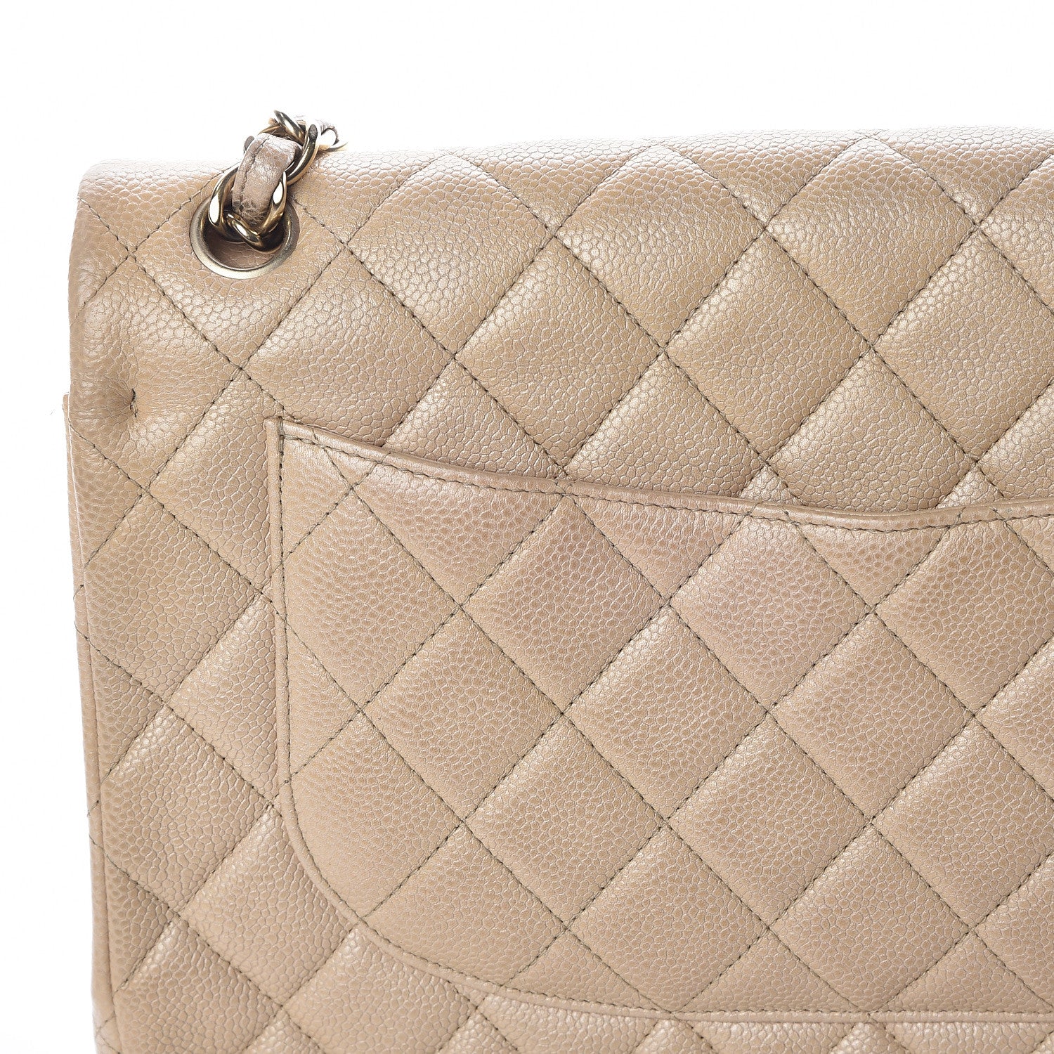 Chanel Pearly Caviar Quilted Jumbo Double Flap Beige 13 of 16