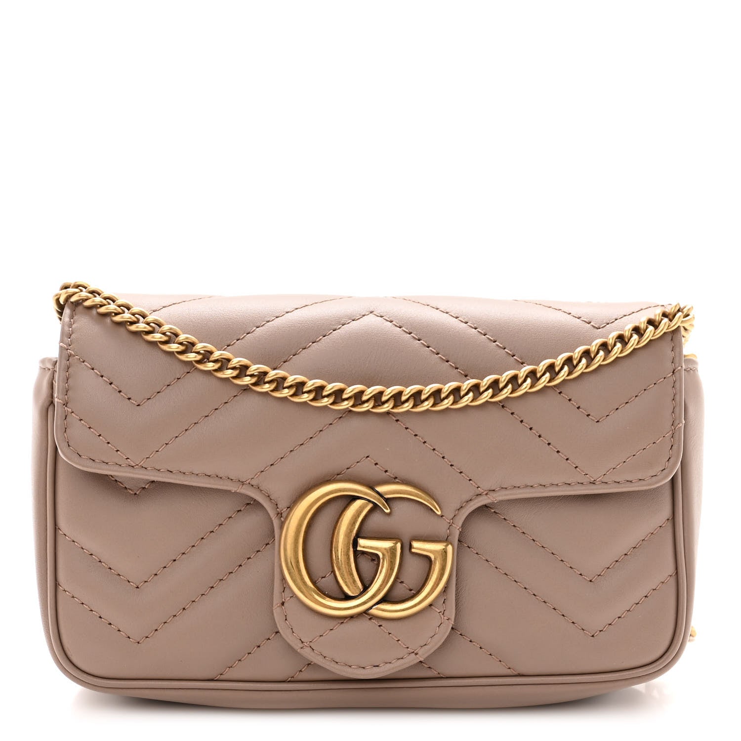Gucci Calfskin Matelasse Super Mini GG Marmont Shoulder Bag Porcelain Rose 1 of 10