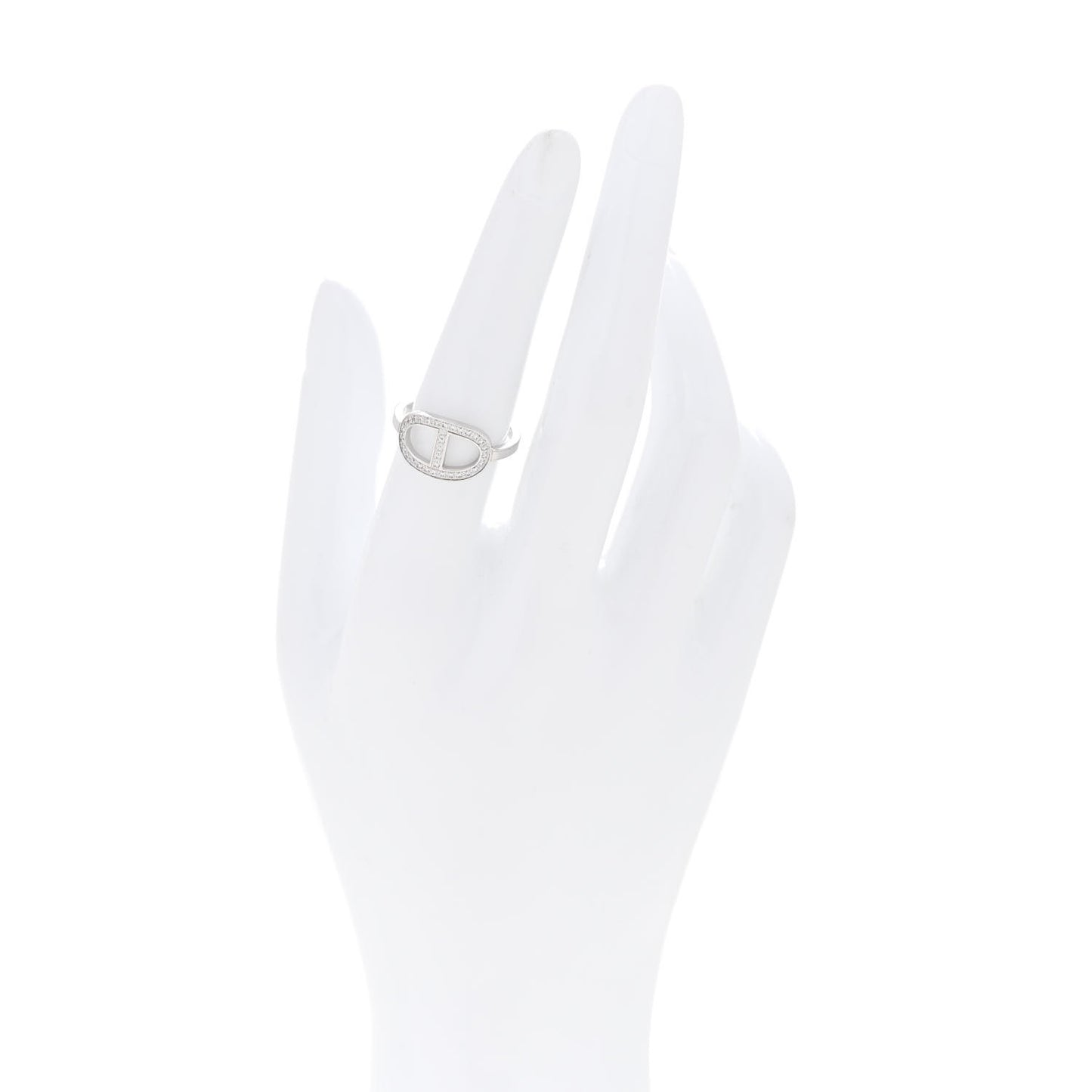 18K White Gold Diamond MM Chaine d'Ancre Contour Ring 54 6.75
