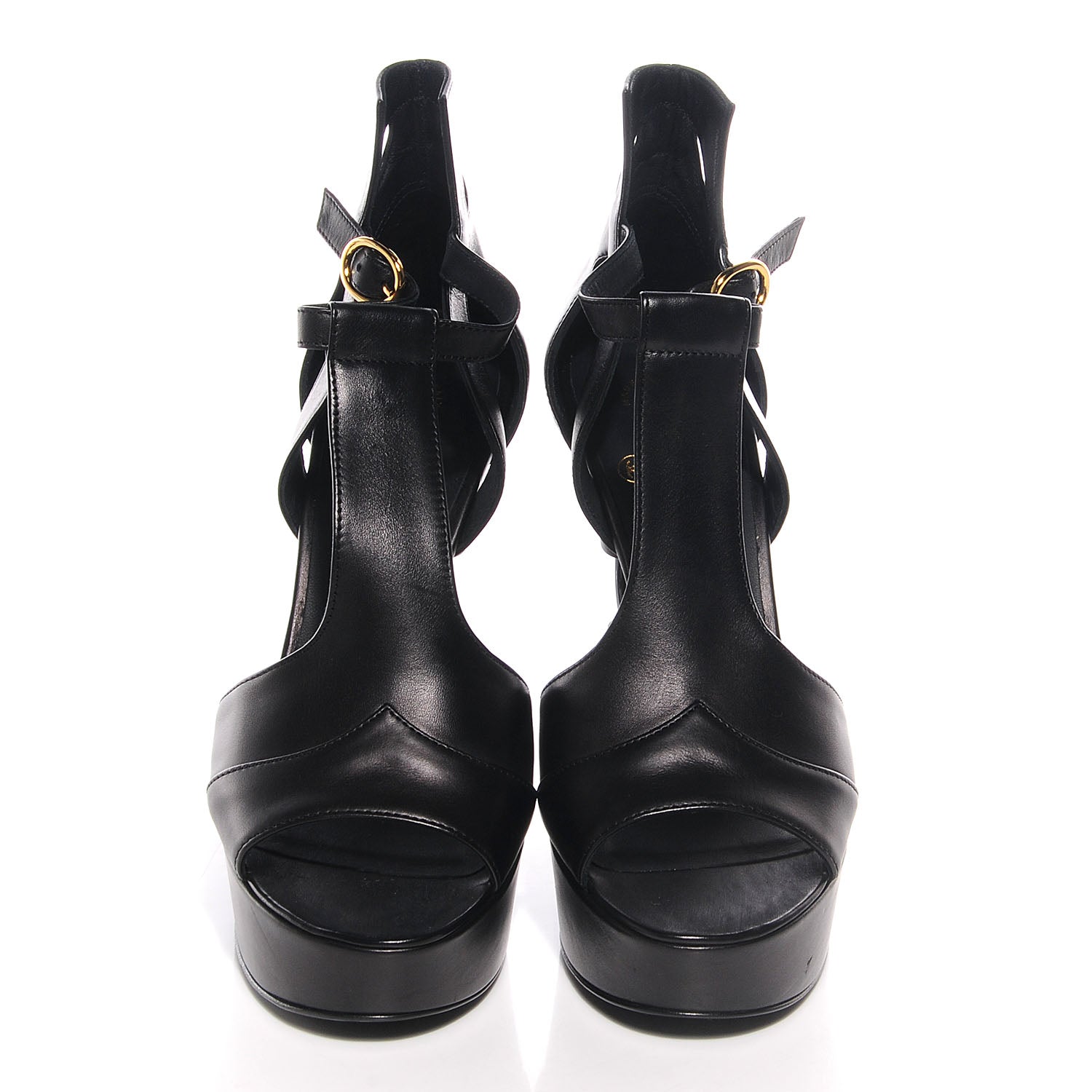 Chanel Leather Platform Sandals 39 Black 2 of 7