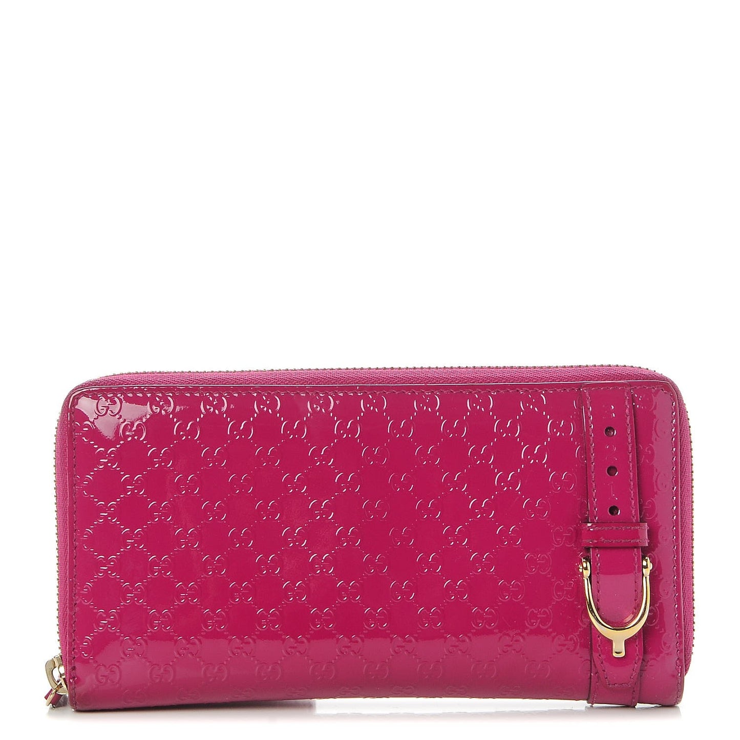 Patent Microguccissima Nice Zip Around Wallet Bright Bouganville