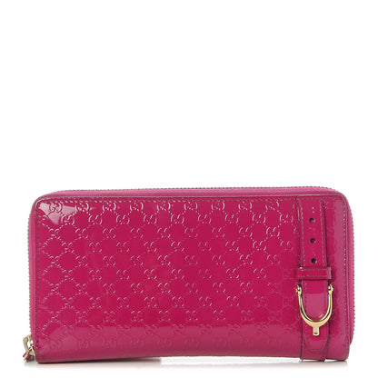 Gucci Patent Microguccissima Nice Zip Around Wallet Bright Bouganville 1 of 9