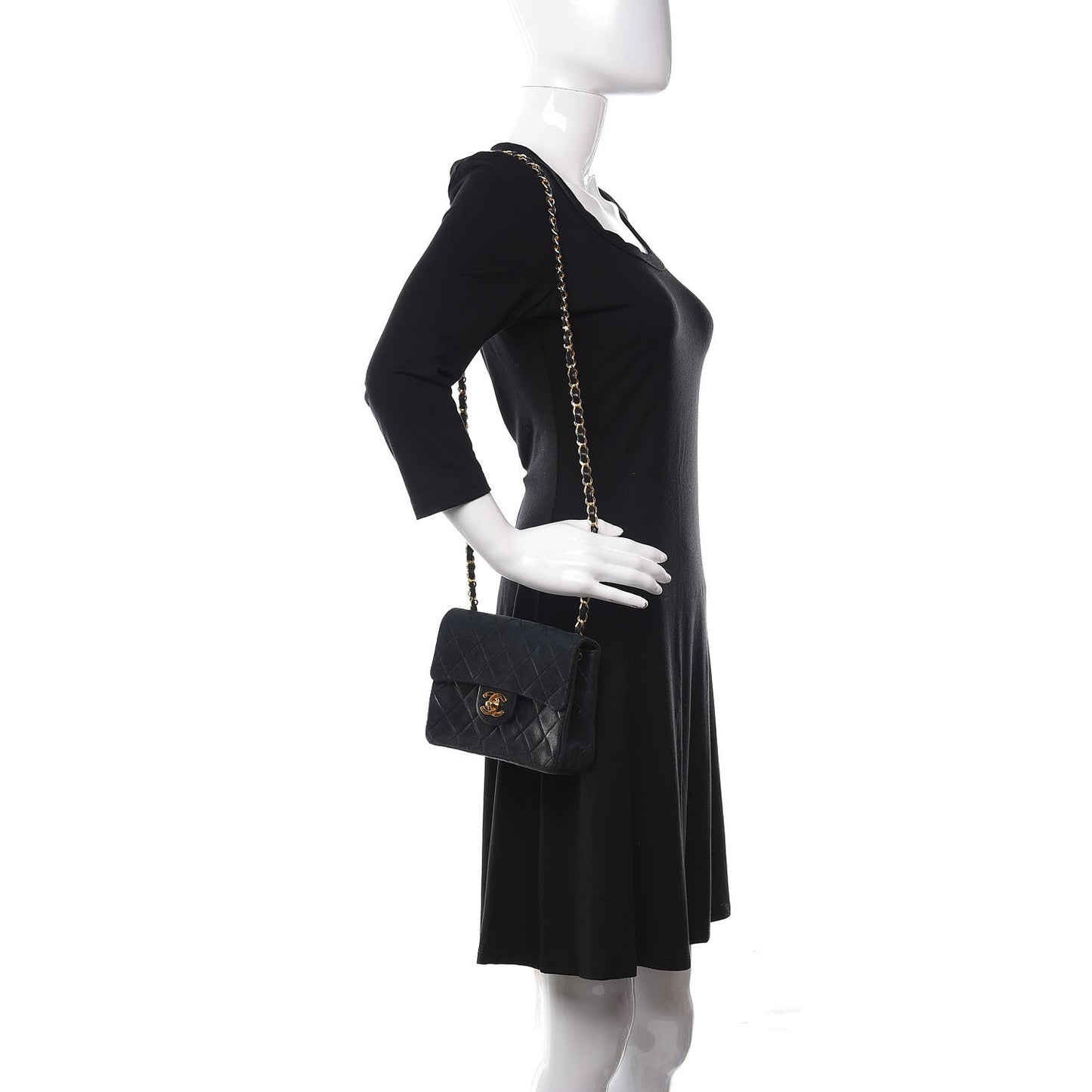 Lambskin Quilted Mini Square Flap Bag Black