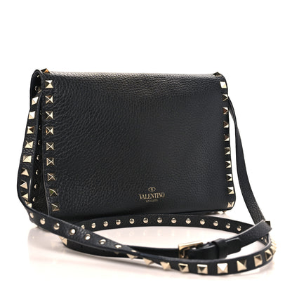 Valentino Garavani Pebbled Calfskin Medium Rockstud Flip Lock Crossbody Bag Black 2 of 8