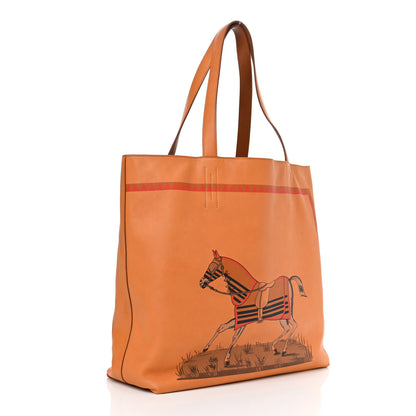 Hermes Veau Sikkim Horse Print Double Sens 36 Reversible Tote Cognac Fauve 4 of 15