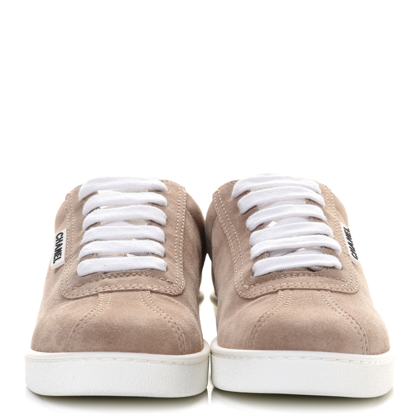 Suede Calfskin Womens Sneakers 38.5 Dark Beige