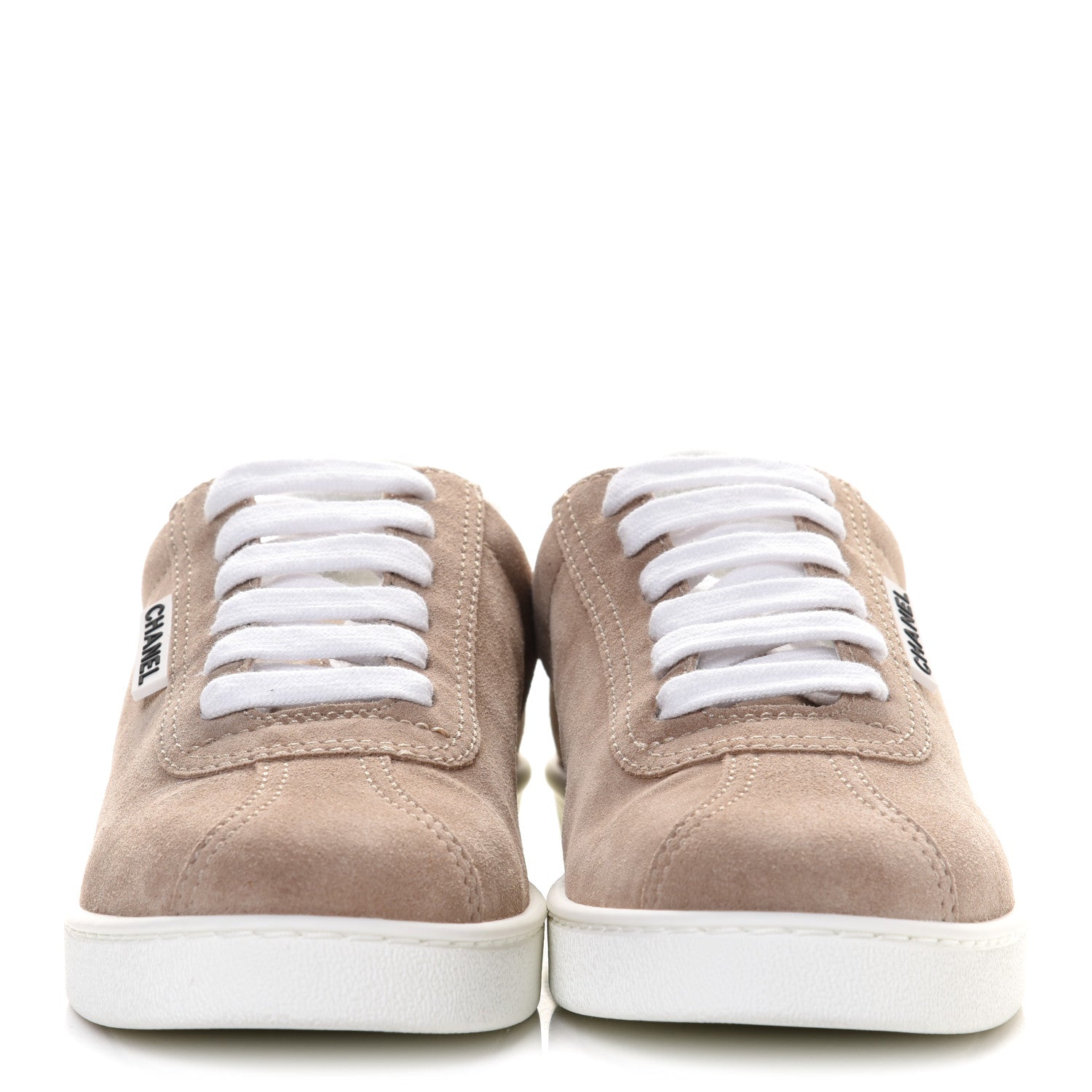 Chanel Suede Calfskin Womens Sneakers 38.5 Dark Beige 2 of 10