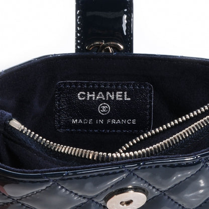 Chanel Patent Quilted Mini Phone Holder Clutch Dark Blue 6 of 8