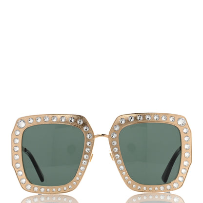 Gucci Metal Acetate Crystal Oversize GG0115S Sunglasses Gold 2 of 9