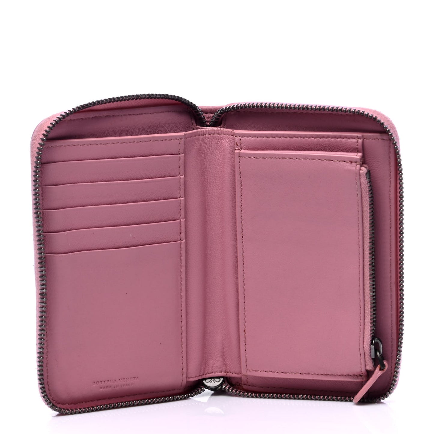 Nappa Intrecciato Zip Around Wallet Pink