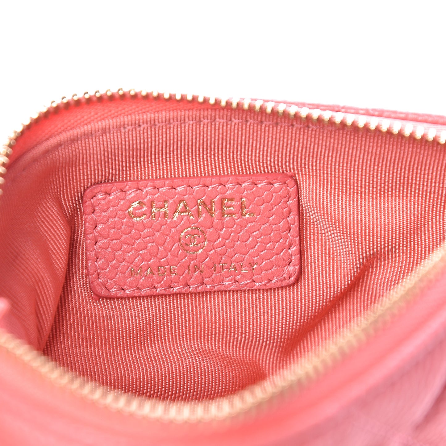 Iridescent Caviar Quilted Small Cosmetic Case Pink