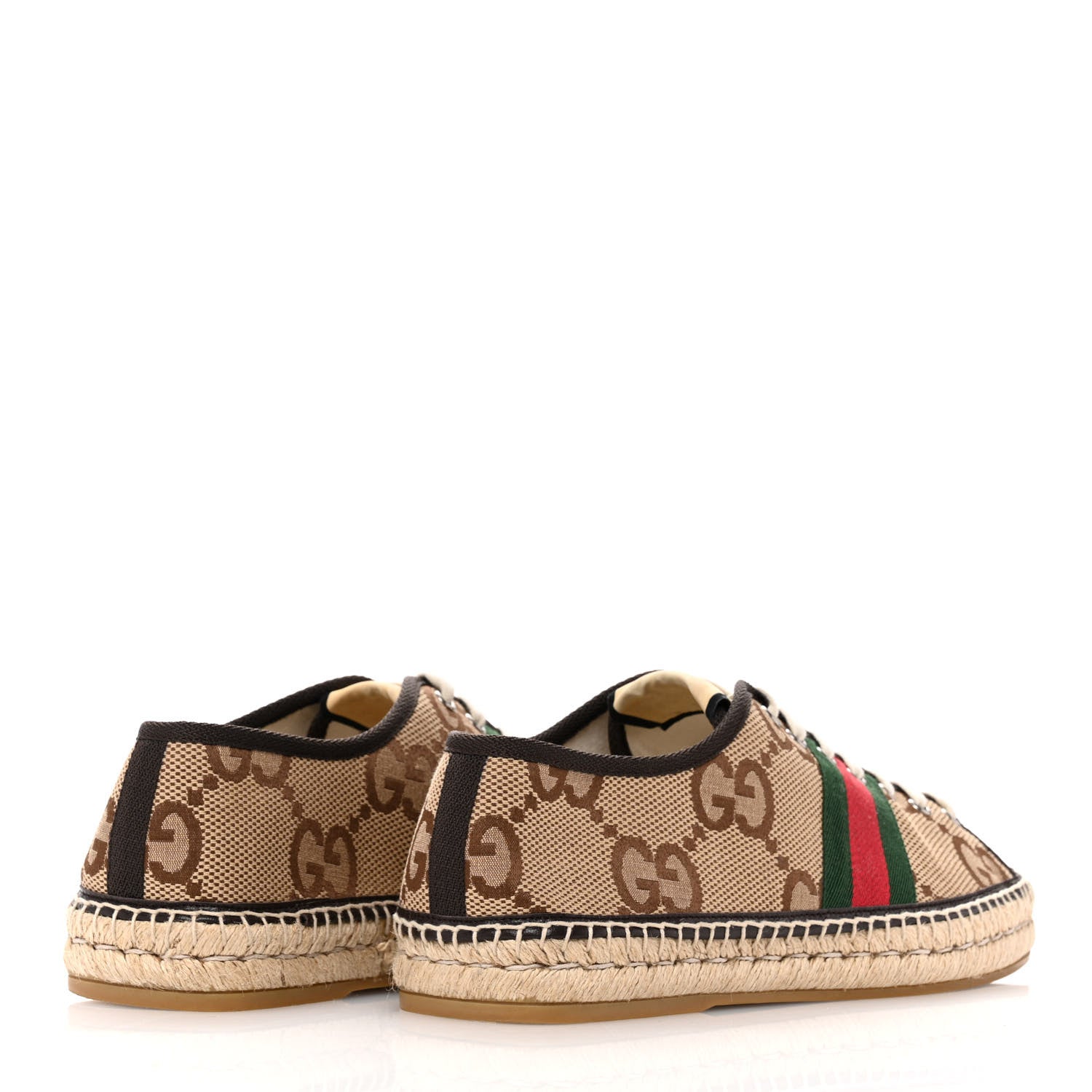 Gucci Monogram Macro GG Web Mens Espadrille Sneakers 8 Camel Ebony Cocoa 5 of 13