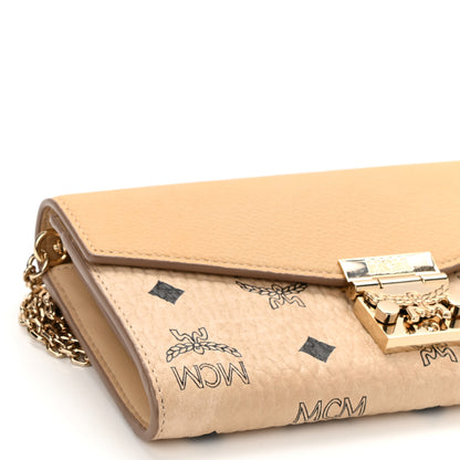 MCM Visetos Calfskin Large Patricia Wallet On Chain Beige 8 of 9