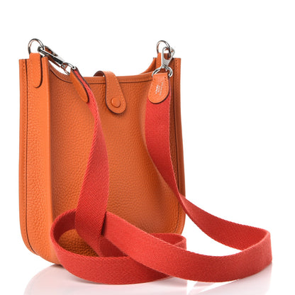 Hermes Taurillon Clemence Amazone Evelyne TPM Orange Rouge Pivoine 3 of 8