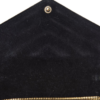 Saint Laurent Metallic Calfskin Matelasse Chevron Monogram Envelope Chain Wallet Gold 9 of 10