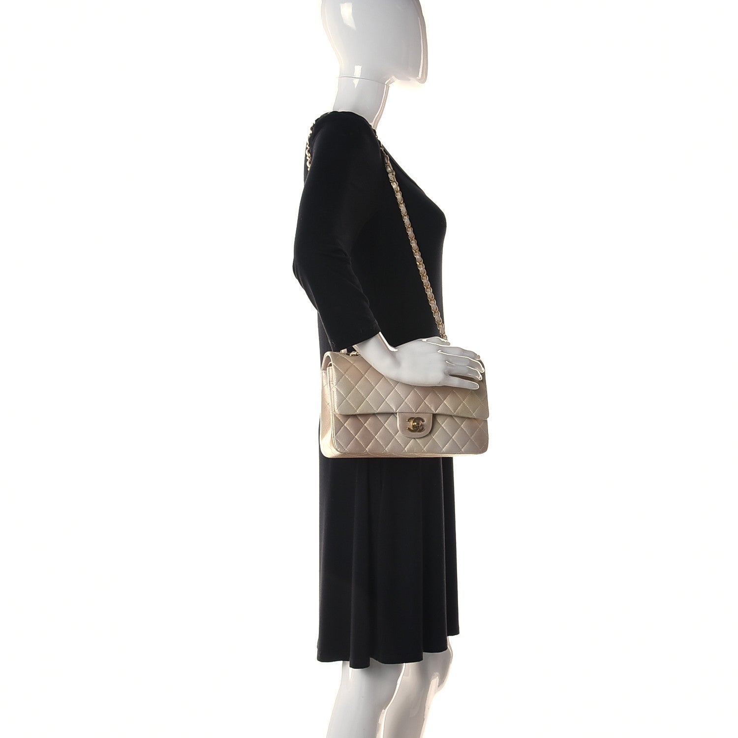 Chanel Metallic Goatskin Quilted Ombre Medium Double Flap Gold 2 of 11