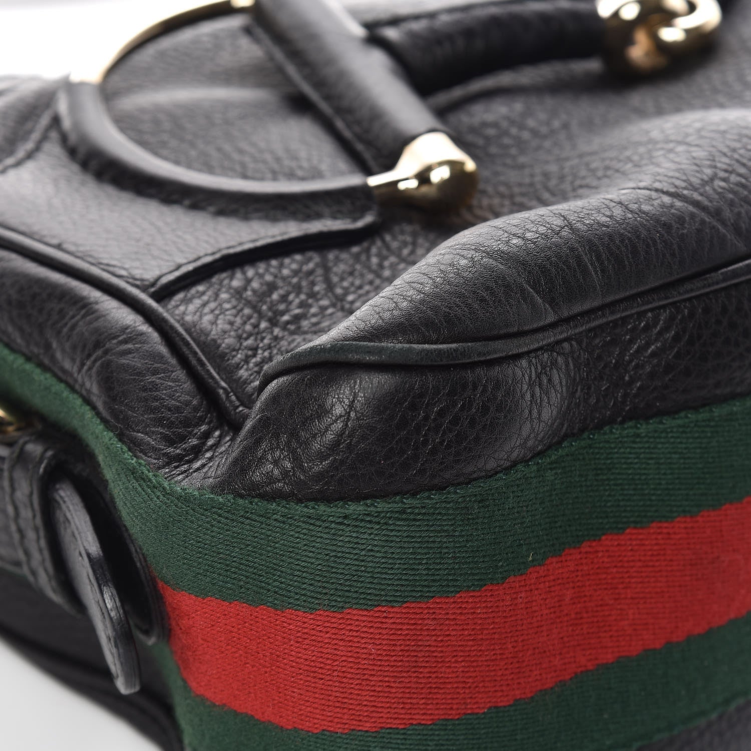 Gucci Calfskin Large Horsebit Web Hobo Black 10 of 13