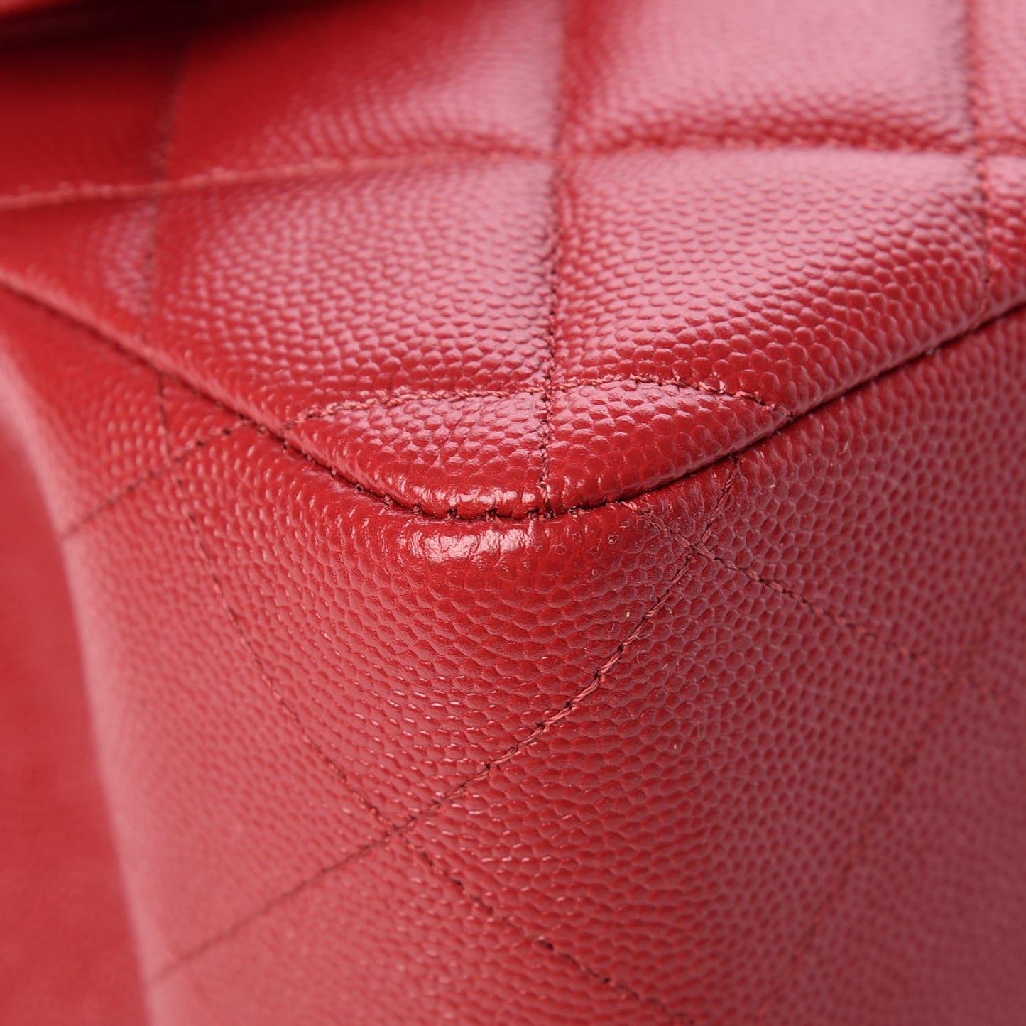 Caviar Quilted Jumbo Double Flap Red