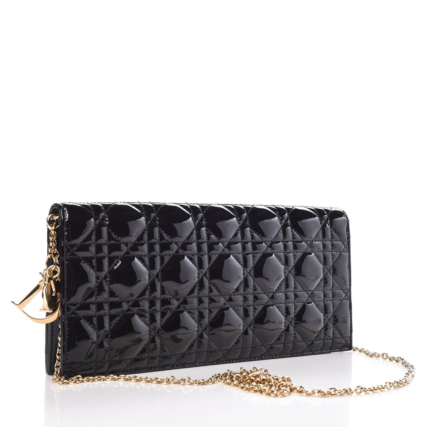 Patent Cannage Lady Dior Convertible Clutch Black