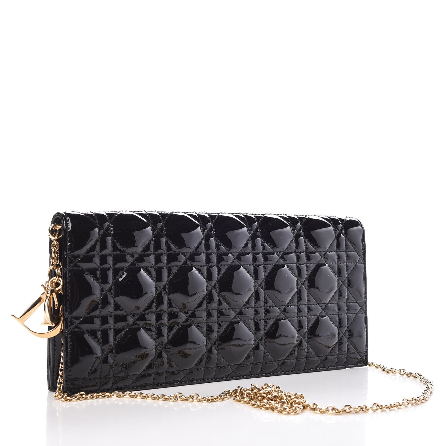 Christian Dior Patent Cannage Lady Dior Convertible Clutch Black 3 of 8