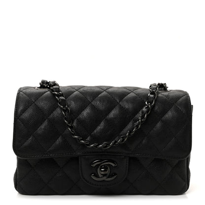 Chanel Crumpled Calfskin Quilted Mini Rectangular Flap So Black 1 of 10