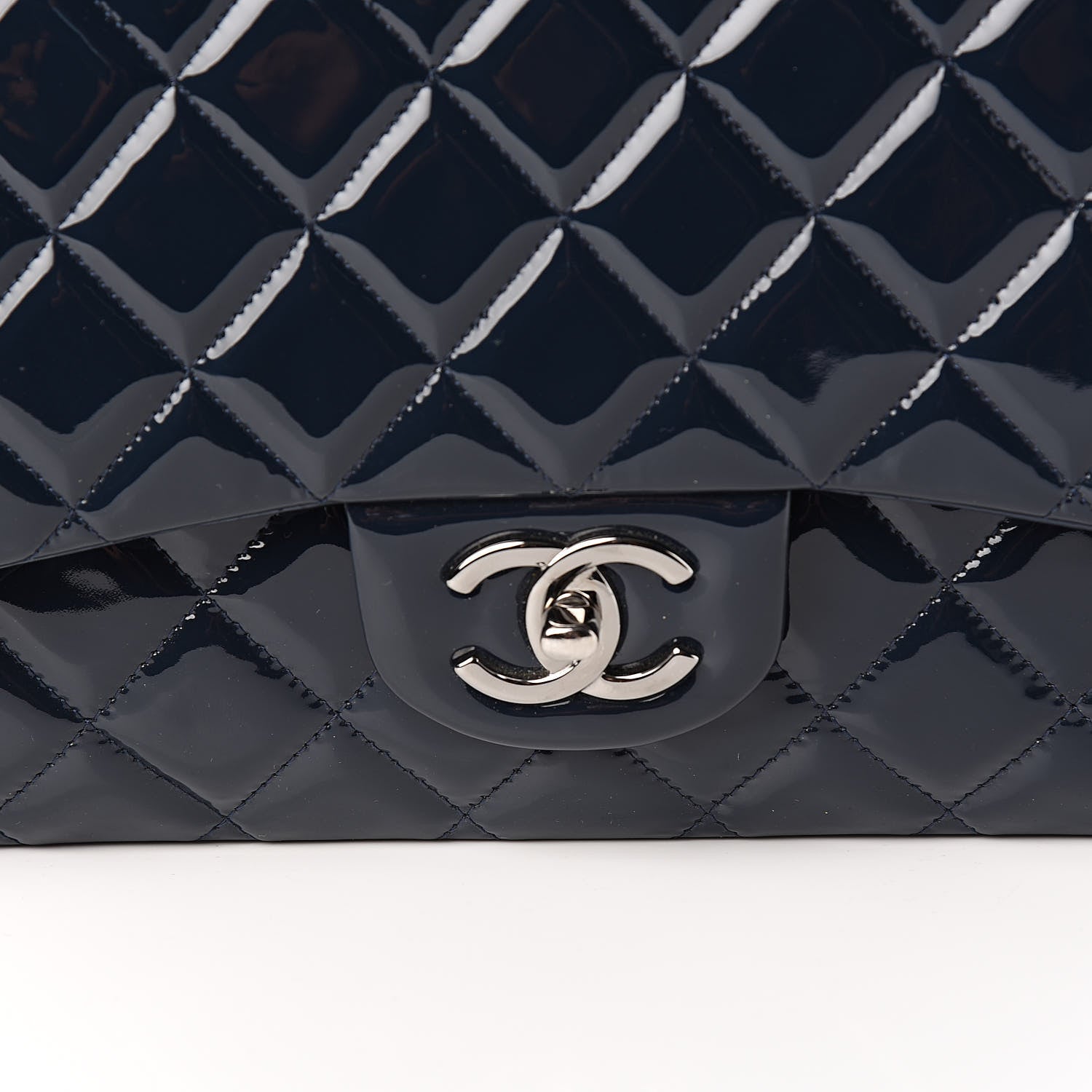 Chanel Patent Quilted Maxi Double Flap Navy Blue 11 of 11