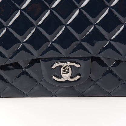 Chanel Patent Quilted Maxi Double Flap Navy Blue 11 of 11