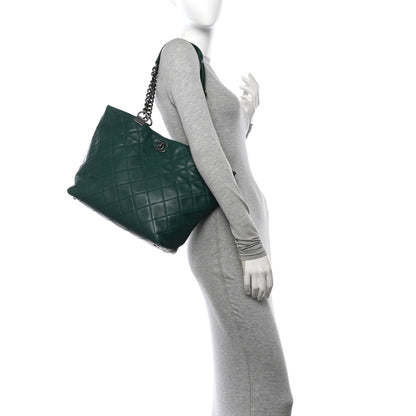 Chanel Calfskin Quilted Large Shopping In Chains Tote Green 2 of 13