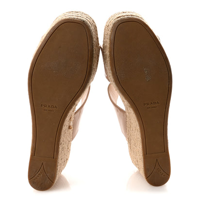 Prada Patent Espadrilles Platform Sandals 39 Beige 6 of 9